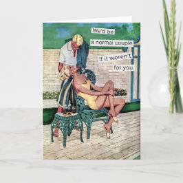 Retro voorstedelijk paar Grappig Kaart