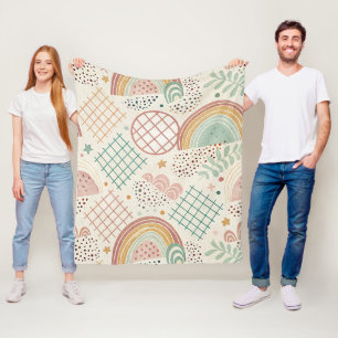 Retro vormen en gestippelde texturen in aardse pas fleece deken