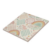 Retro vormen en gestippelde texturen in aardse pas tegeltje (Zijkant)