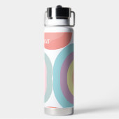 Retro vormen- pastel regenboog script naam waterfles (Achterkant)