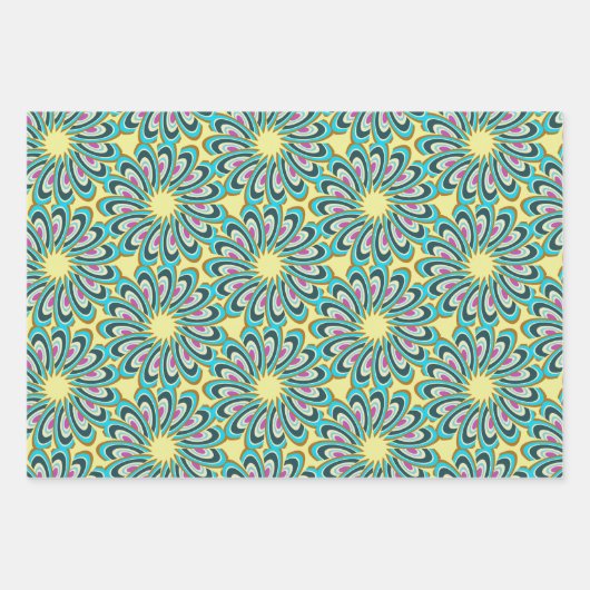 Retro Vortex Petal Burst Pattern Inpakpapier Vel (Voorkant 2)