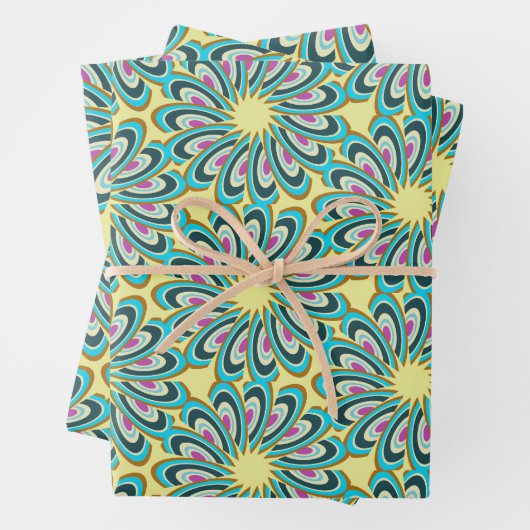 Retro Vortex Petal Burst Pattern Inpakpapier Vel (In situ)