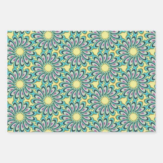 Retro Vortex Petal Burst Pattern Inpakpapier Vel (Voorkant)