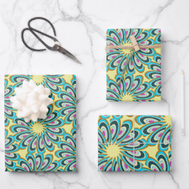 Retro Vortex Petal Burst Pattern Inpakpapier Vel