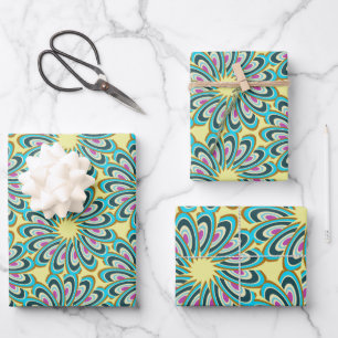 Retro Vortex Petal Burst Pattern Inpakpapier Vel