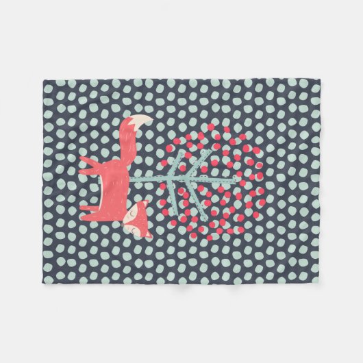 Retro Vos Fleece Deken (Voorkant (Horizontaal))