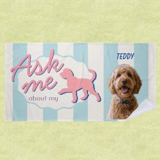 Retro Vraag Me Over Mijn Goldendoodle Aangepaste F Strandlaken