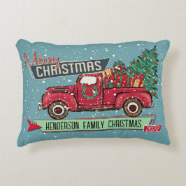 Retro Vrachtkerstfeestdag Accent Kussen