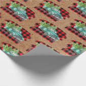 Retro Vrachtwagen Buffel Plaid Kerstmis Vakantie G Cadeaupapier (Hoek)