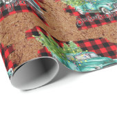 Retro Vrachtwagen Buffel Plaid Kerstmis Vakantie G Cadeaupapier (Rol Hoek)