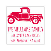 Retro Vrachtwagen Familie Aangepast Retouradres Zelfinktende Stempel (Design)