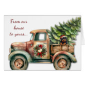 Retro Vrachtwagen Rottweiler Hond Kerstmis (Voorkant Horizontaal)