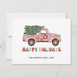 Retro vrachtwagen Zalig Kerstmis kerstkaart Notitiekaartje