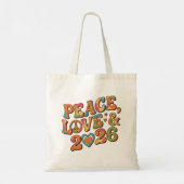Retro Vrede Liefde 2026 Groovy Boodschappentas Tote Bag (Achterkant)