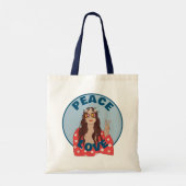 Retro Vrede Liefde Bloem Power Sign Tote Bag (Achterkant)