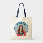 Retro Vrede Liefde Bloem Power Sign Tote Bag (Voorkant)