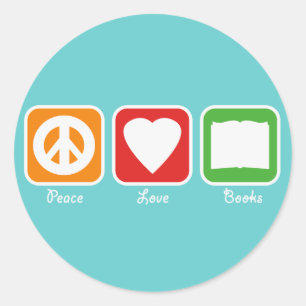Retro Vrede, Liefde, Boeken Stickers (Dark)