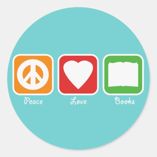 Retro Vrede, Liefde, Boeken Stickers (Dark) (Voorkant)