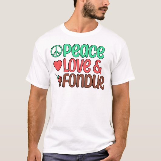Retro Vrede, Liefde, Chocolade Fondue T-shirt (Voorkant)