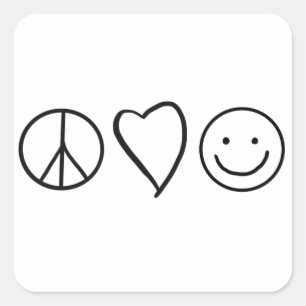 Retro vrede, liefde en geluk vierkante sticker