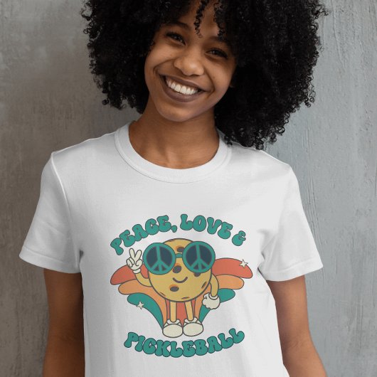Retro Vrede, Liefde en Pickleball Groovy T-shirt