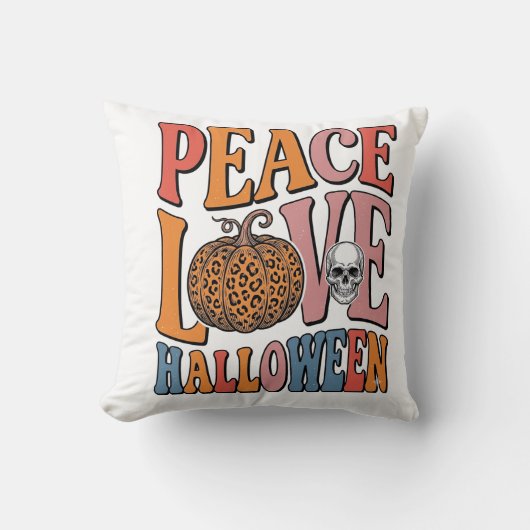 Retro Vrede Liefde Halloween Pompoen Schedel Desig Kussen (Voorkant)