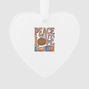 Retro Vrede Liefde Halloween Pompoen Schedel Desig Ornament