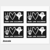 Retro Vrede Liefde Halloween Rechthoekige Sticker (Vel)