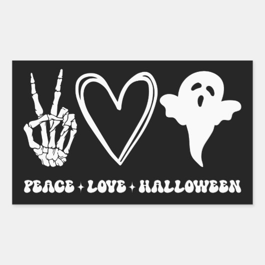 Retro Vrede Liefde Halloween Rechthoekige Sticker (Voorkant)