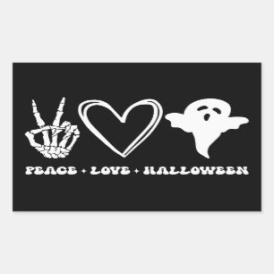 Retro Vrede Liefde Halloween Rechthoekige Sticker