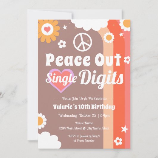 Retro Vrede Uit 10e Verjaardag Kaart (Voorkant)