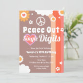 Retro Vrede Uit 10e Verjaardag Kaart (Staand voorkant)