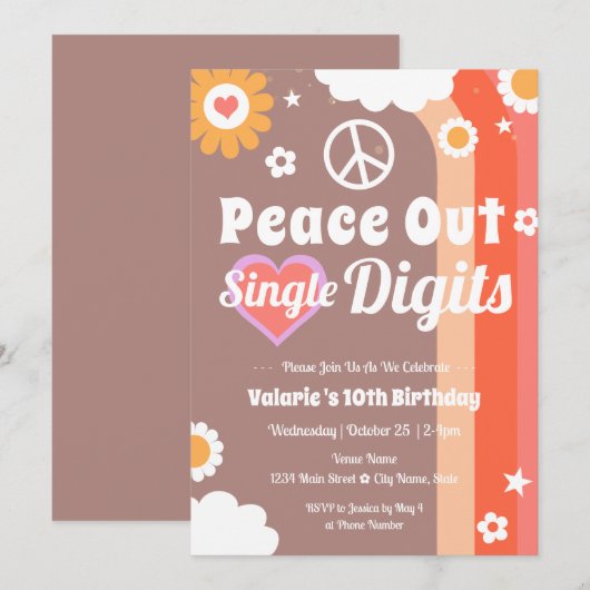 Retro Vrede Uit 10e Verjaardag Kaart (Voorkant / Achterkant)