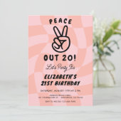 Retro vrede uit elke leeftijd verjaardagsfeestje kaart (Staand voorkant)