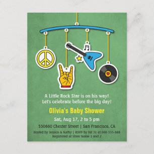Retro Vredes Gitaar Rock and Roll Baby Shower Jong Kaart