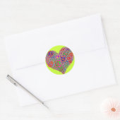 Retro  vredeshart ronde sticker (Envelop)
