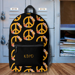 Retro-vredesteken monogram bedrukte rugzak