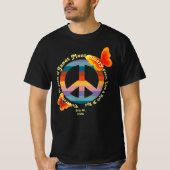 Retro Vredesteken Psychedelische Vlinder Verjaarda T-shirt (Voorkant)