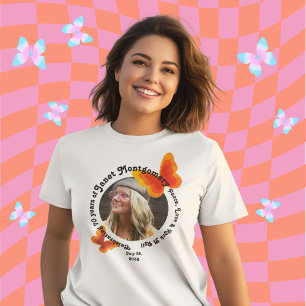 Retro Vredesteken Psychedelische Vlinder Verjaarda T-shirt