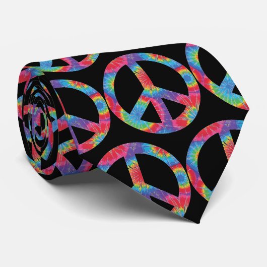 Retro Vredesteken - Regenboog Hippy Hippie Design Stropdas (Opgerold)