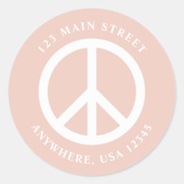 retro vredesteken roze boho retouradres sticker