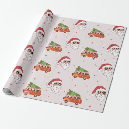 retro vredesteken Santa wikkelpapier Cadeaupapier
