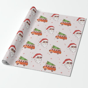 retro vredesteken Santa wikkelpapier Cadeaupapier
