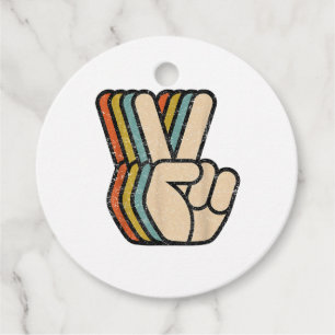 Retro Vredesteken V Fingers 60s 70s 80s Coo Bedankjes Labels