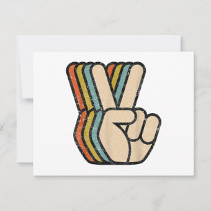 Retro Vredesteken V Fingers  60s 70s 80s Coo Feestdagenkaart