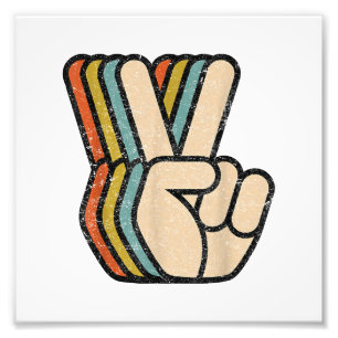 Retro Vredesteken V Fingers 60s 70s 80s Coo Foto Afdruk