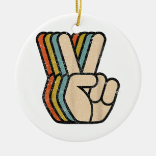 Retro Vredesteken V Fingers  60s 70s 80s Coo Keramisch Ornament