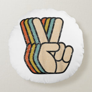 Retro Vredesteken V Fingers 60s 70s 80s Coo Rond Kussen