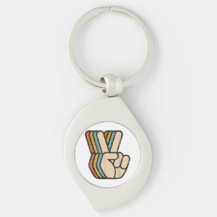Retro Vredesteken V Fingers 60s 70s 80s Coo Sleutelhanger