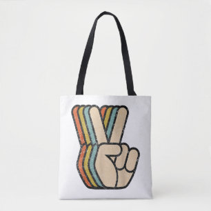Retro Vredesteken V Fingers 60s 70s 80s Coo Tote Bag